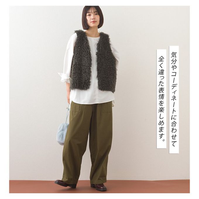 日本 OMNES - 泰迪蓬鬆穿搭造型加分毛絨背心-炭灰