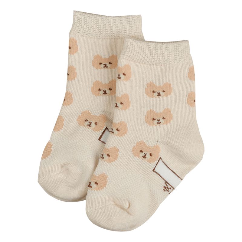 akachan honpo - 襪子3雙組-小熊-淺卡其色 (9~14cm)