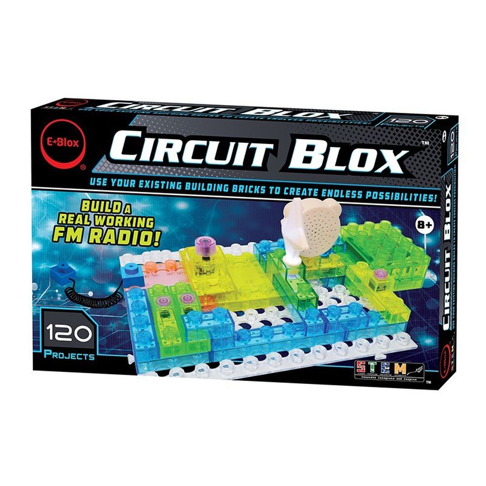 美國 E-Blox - 全能益智聲光積木-變化120(燈台、電風扇、螺旋槳、收音機、音效機)