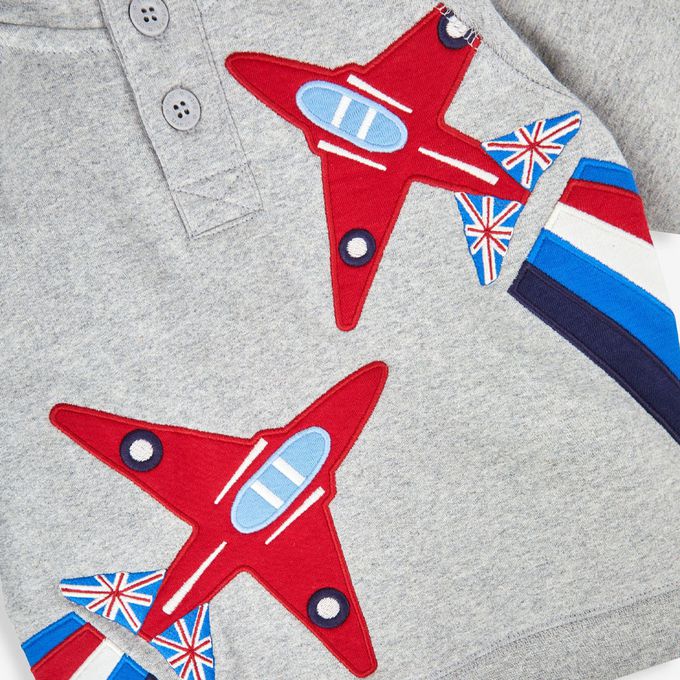 英國 JoJo Maman BeBe - 幼/兒童超優質100%純棉長袖連帽上衣/帽T-噴射機