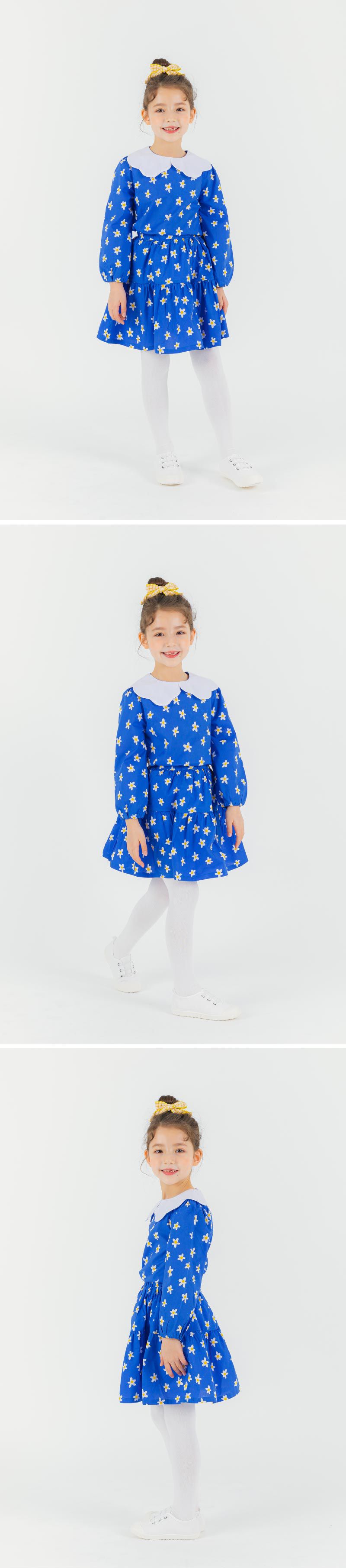 韓國 OZKIZ - 天空花園長袖縮腰套裝-寶藍