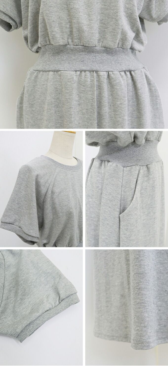 日本 BLUE EAST - 棉混透氣修身泡泡短袖洋裝-藍