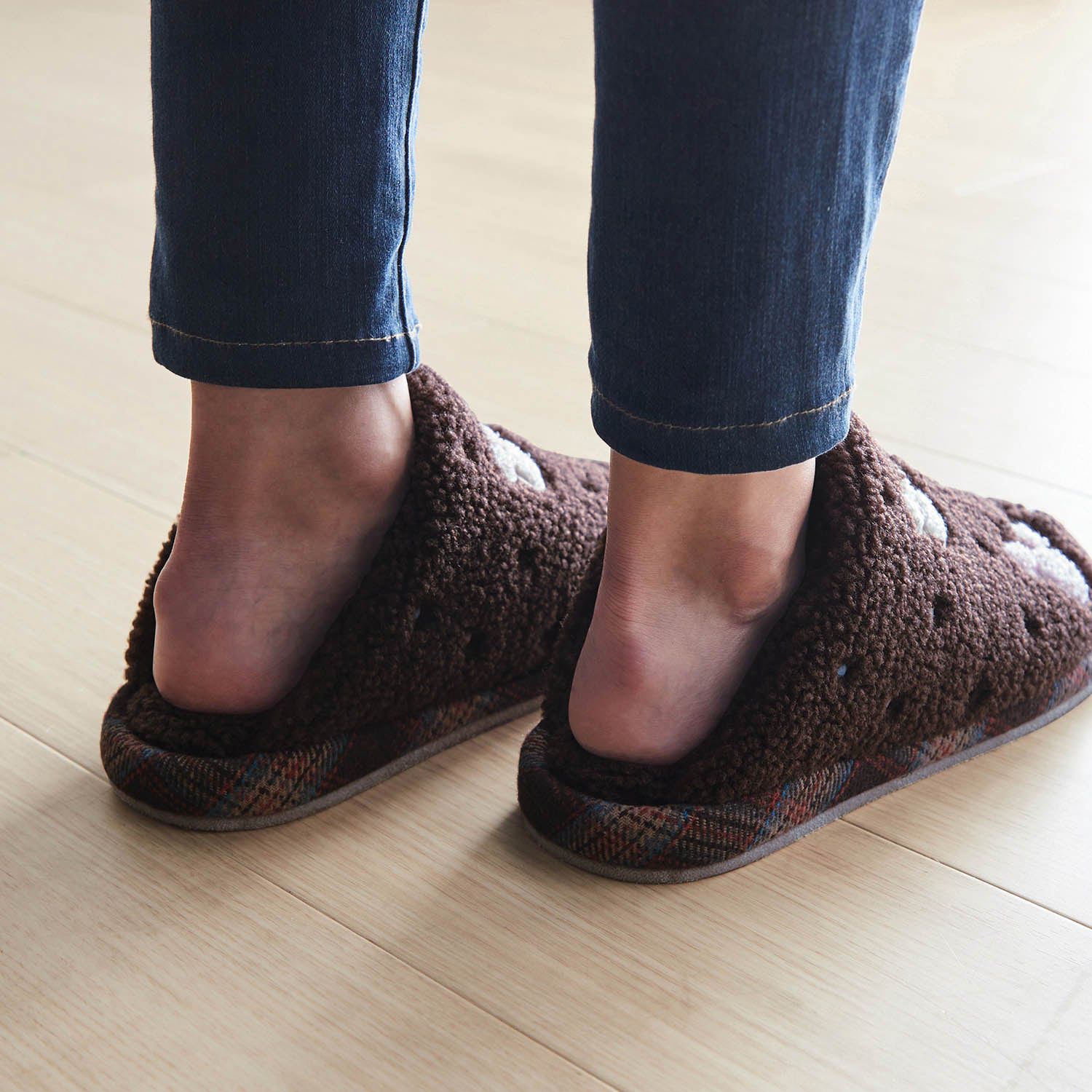 日本千趣會 - 迪士尼 刷毛保暖室內拖鞋-米妮捧臉-粉紅