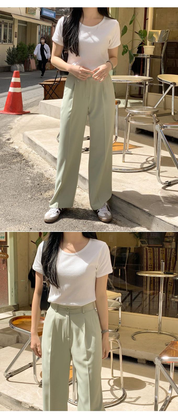 韓國 98doci - 夏季好搭西裝直筒寬褲-薄荷綠