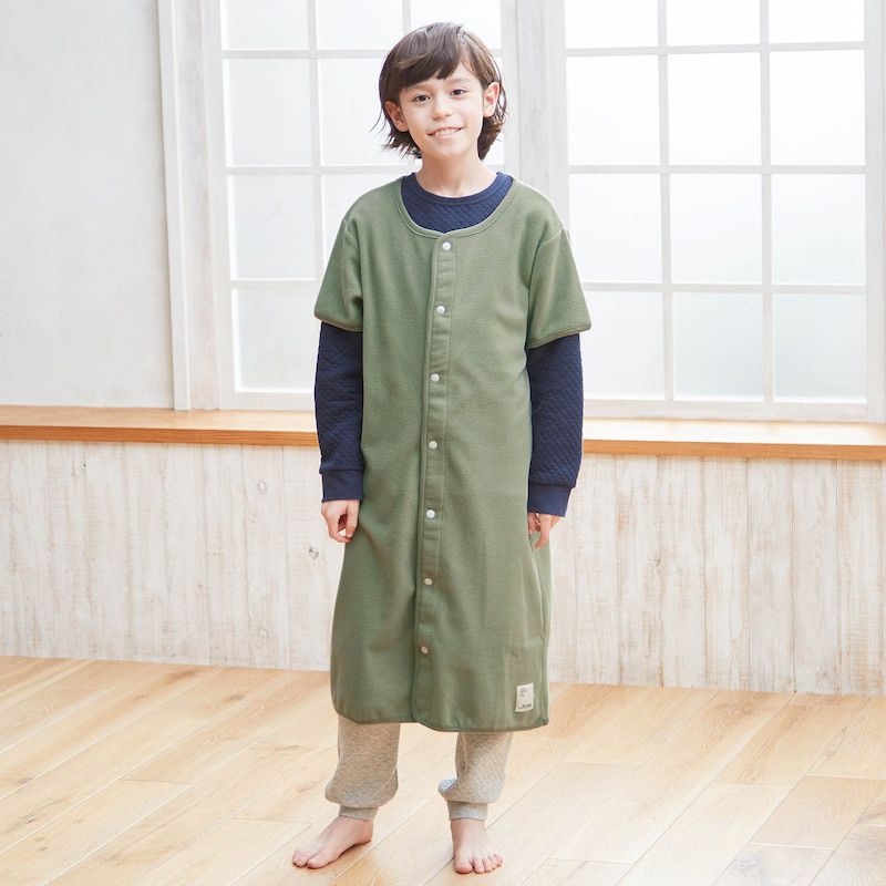 日本千趣會 - GITA 刷毛保暖防踢被/背心-素色-淺軍綠