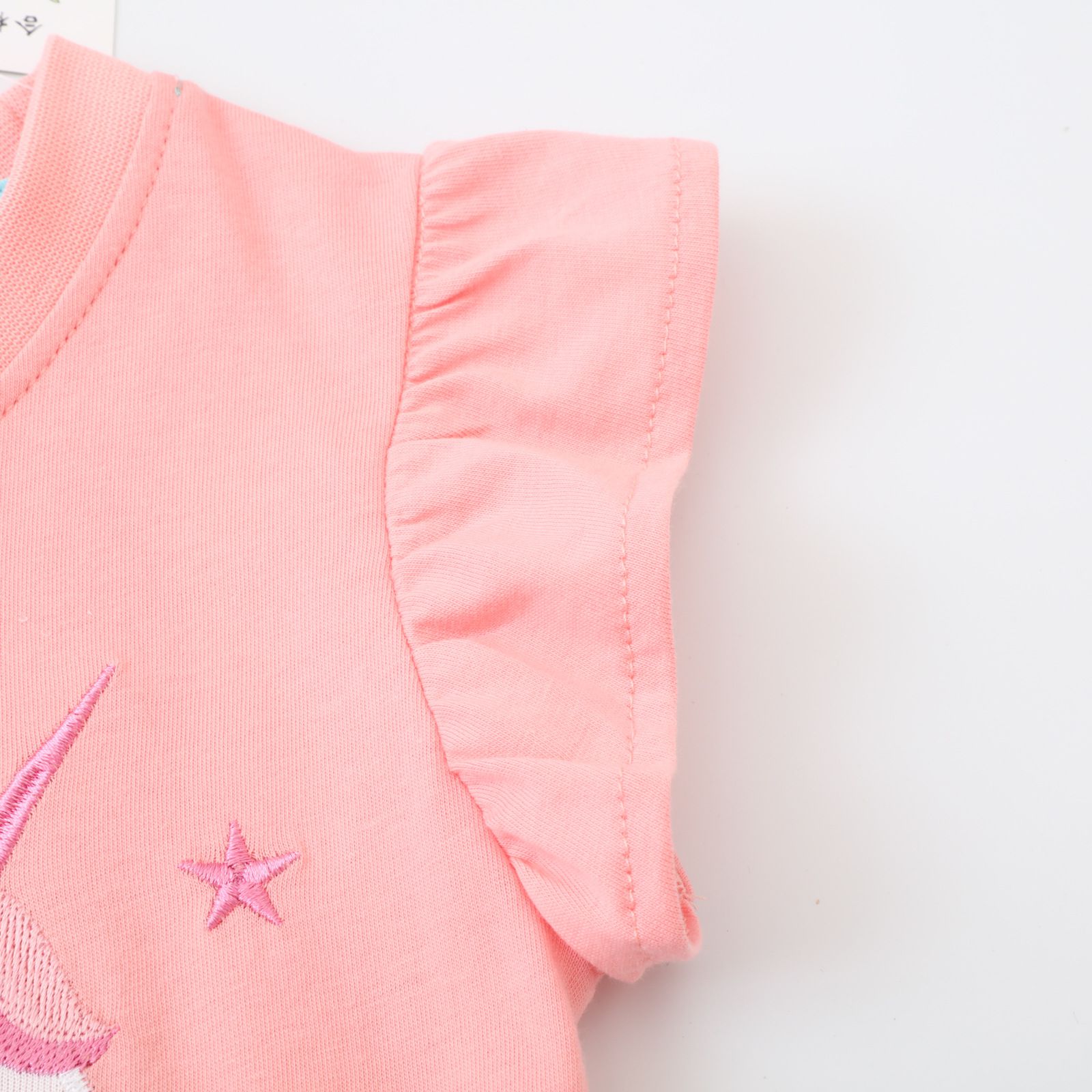 Jumping meters - 棉質圓領小飛袖洋裝-獨角獸公主-粉+藍