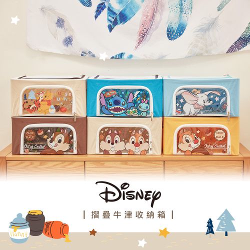 迪士尼 Disney 米-維尼跳跳虎 22L牛津布收納箱 置物櫃 摺疊箱 衣物收納箱
