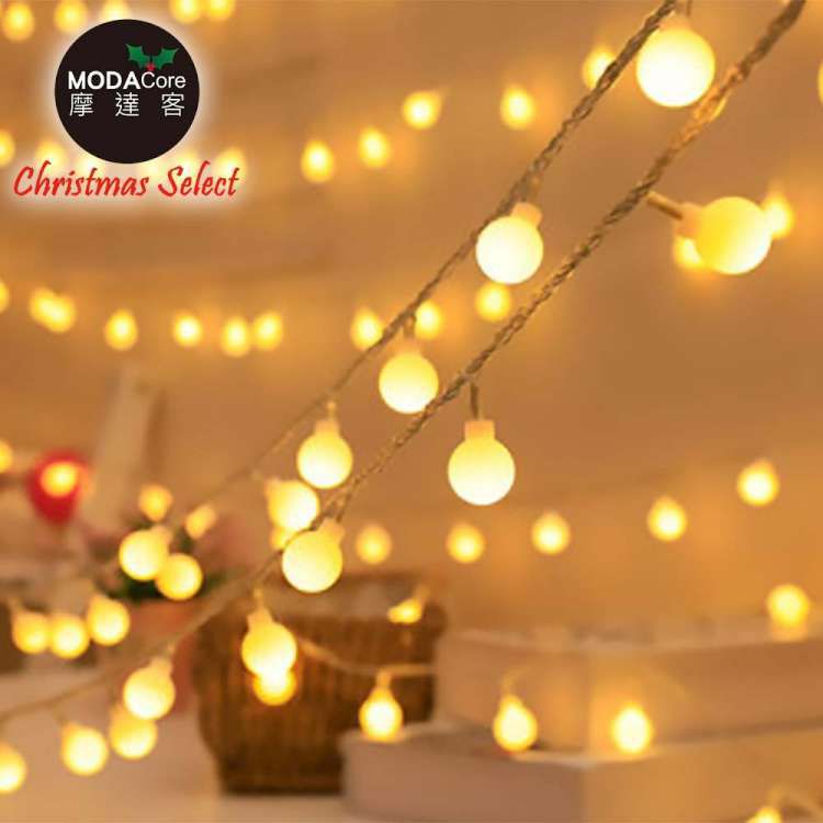 浪漫療癒100燈LED小圓球珍珠燈串/聖誕燈(USB接頭+贈豆腐頭插頭)-暖白光透明線-約10米長