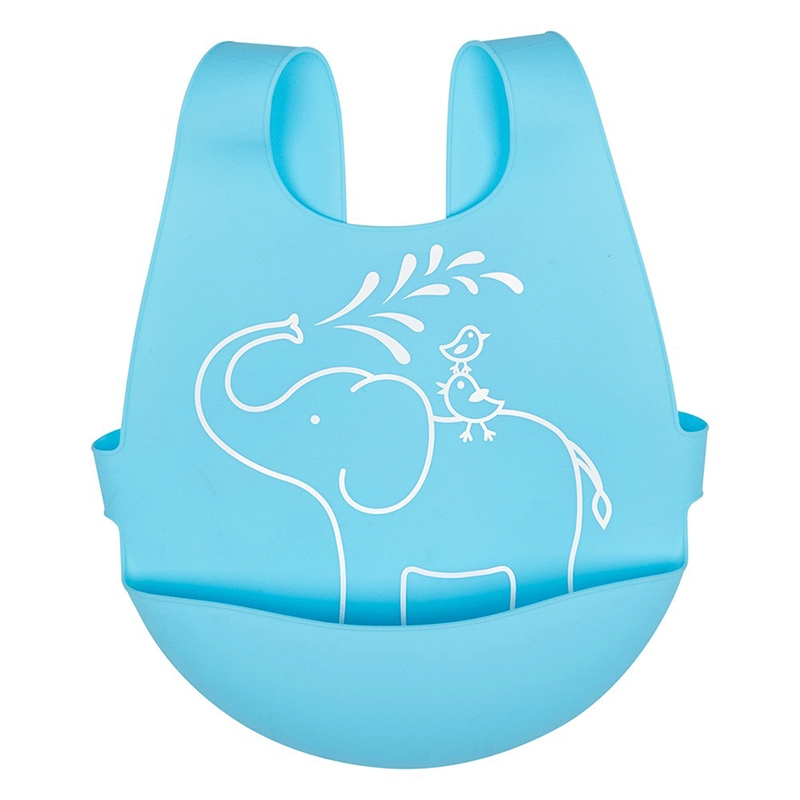 英國 JoJo Maman BeBe - 矽膠防掉落食物袋穿式圍兜-長頸鹿遊玩