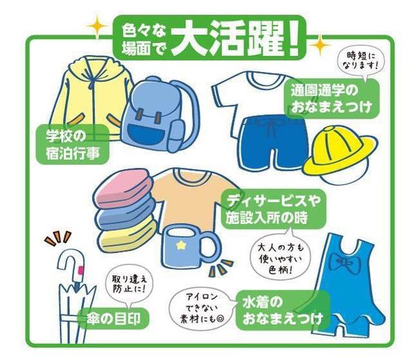 日本 KAWAGUCHI 川口 - 日本製免燙標籤姓名布貼紙-藍點點 (三包特惠組)