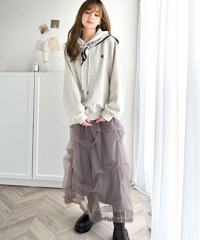 日本 Classical Elf - 簡約刺繡logo裏起毛帽T-煙燻粉