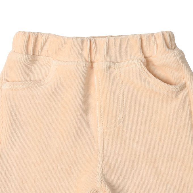 akachan honpo - 10分燈心絨褲-膝蓋圖案-淺卡其色