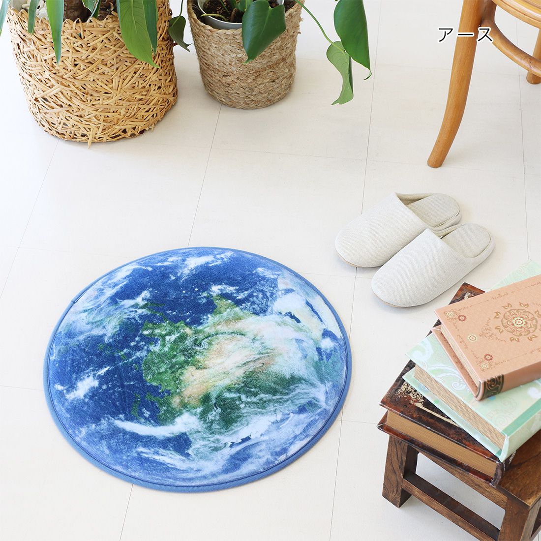 日本 TOMO - 圓形星球印花腳踏墊-月球 (直徑50cm)