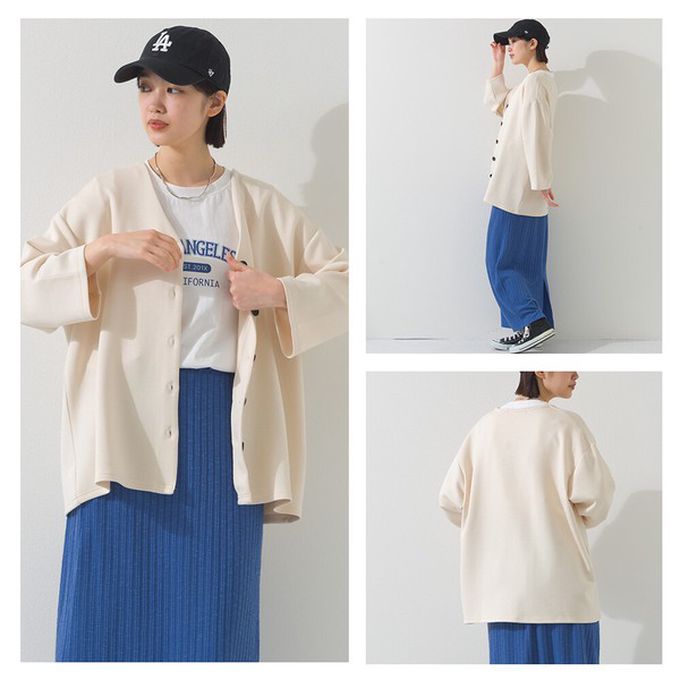 日本 OMNES - 抗UV抗花粉 柔滑無領開襟衫外套-淺灰