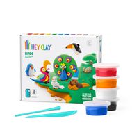 美國Hey Clay - 智塑輕黏土-俏皮小鳥組(15罐黏土+2隻雕塑棒)