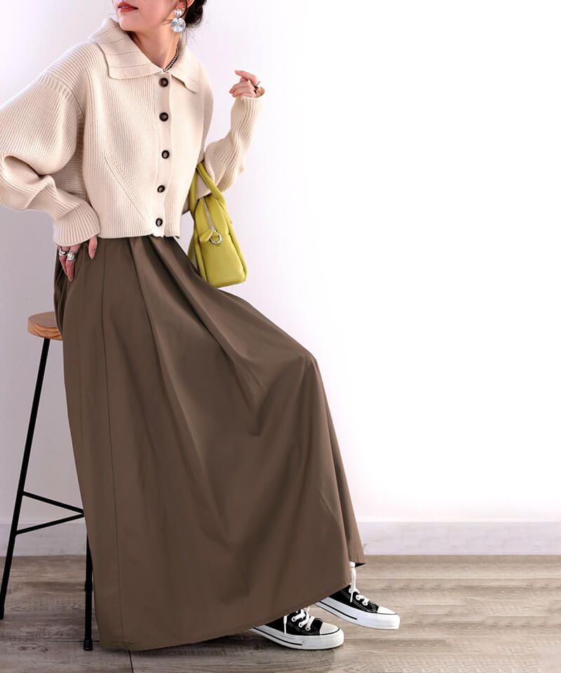 日本 Classical Elf - 修身剪裁垂墜感長裙-深卡其