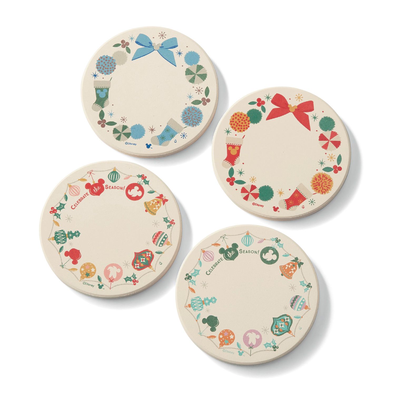 日本千趣會 - 迪士尼吸水杯墊四入組-公主素描