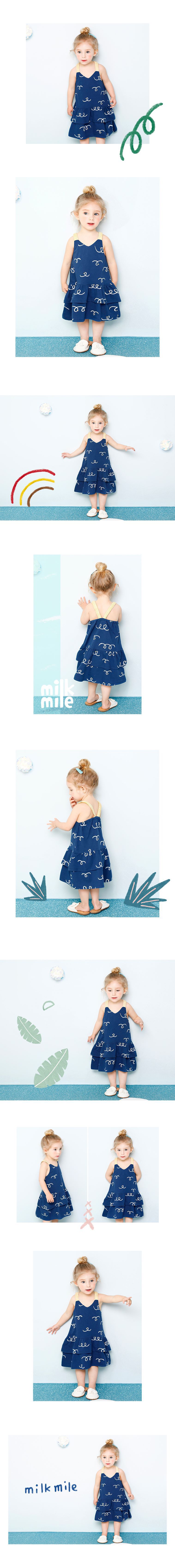 韓國 milk mile - 線圈海鷗吊帶洋裝