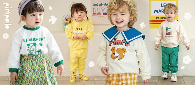 韓國 Pimpollo - 滿版鱷魚廚師長版套裝-黃X米