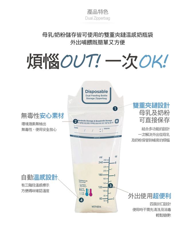 MOTHER-K - 拋棄式奶瓶 外出吃5餐組-Muzik Tiger聯名款