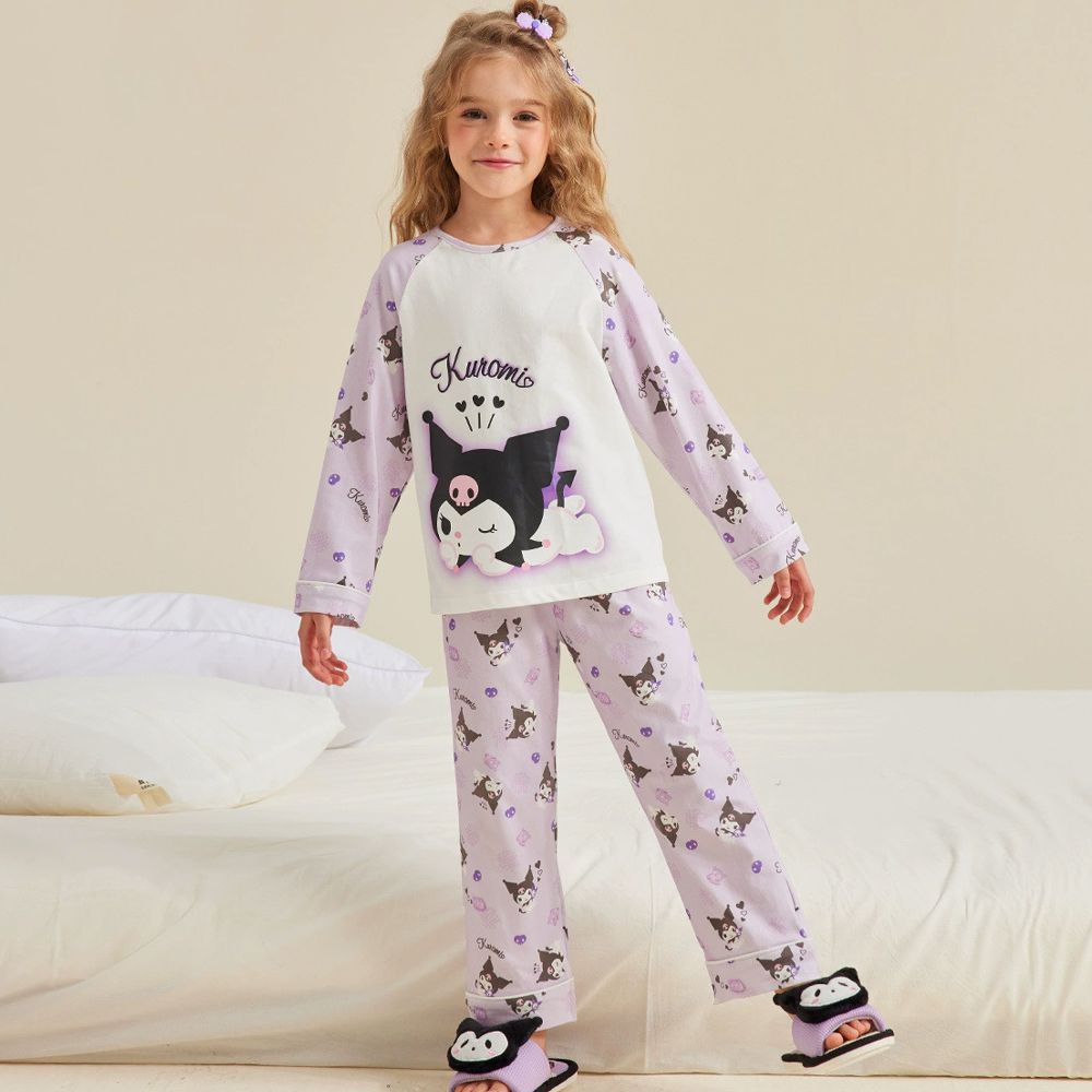 雲感透氣拼色家居服套裝-卡通人物酷洛米-紫色