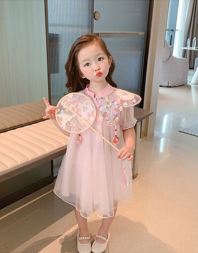 繡花披領小兔子草莓網紗公主裙