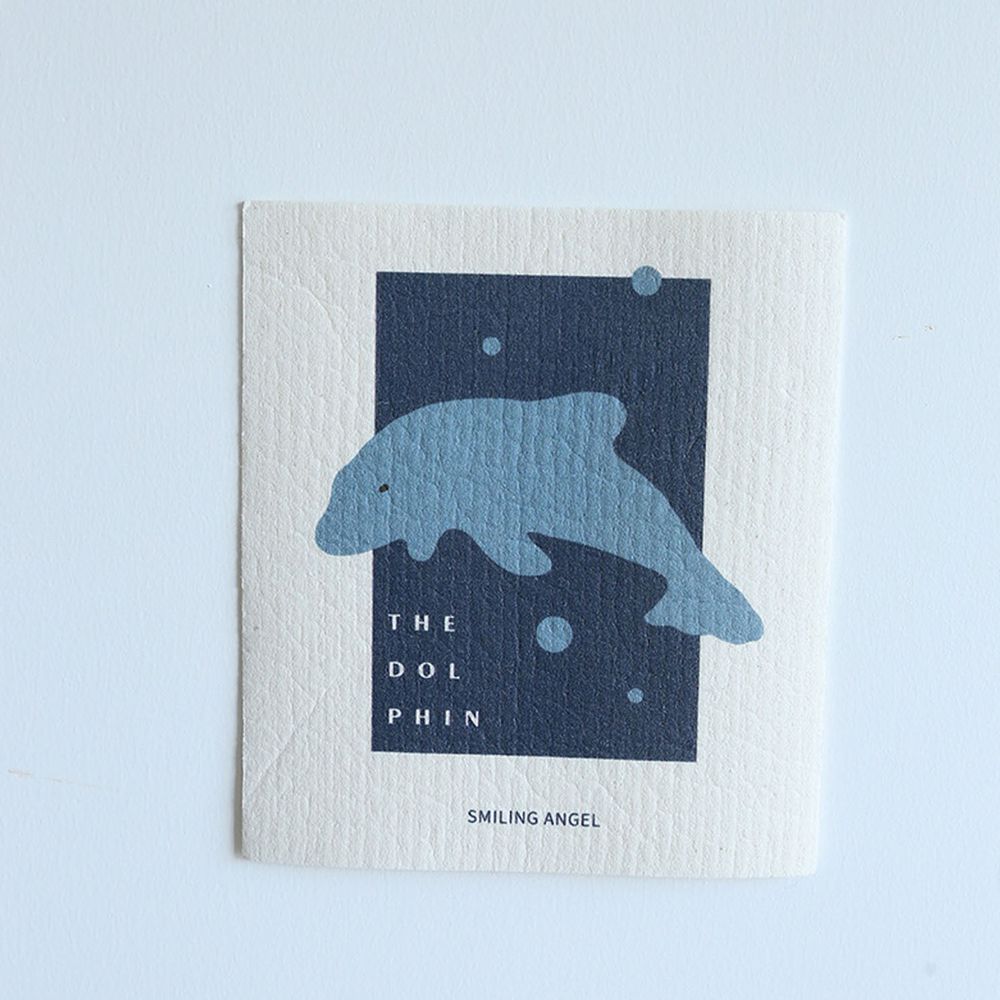 北歐風木漿棉吸水抹布-海豚