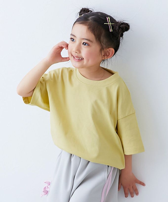 日本 devirock - 接觸涼感 落肩廓形素色短袖上衣-白