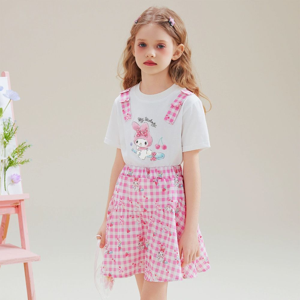 立體造型短袖上衣+裙褲套裝-卡通人物美樂蒂-粉色