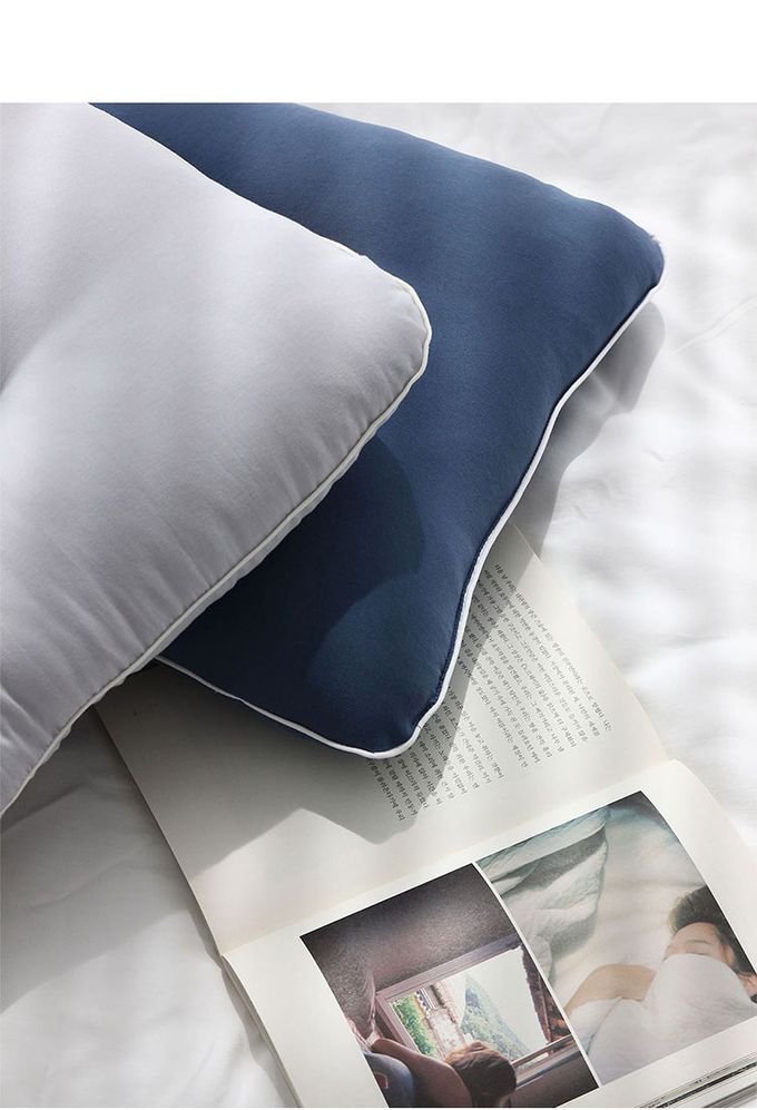 韓國 SSUEIM - 韓國製可水洗防蟎枕頭60x40cm-深藍