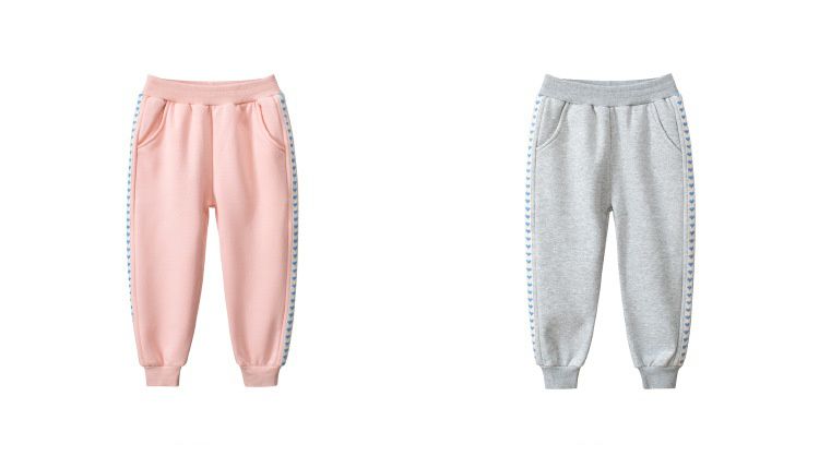 腰鬆緊束口運動長褲-側邊小愛心-粉色