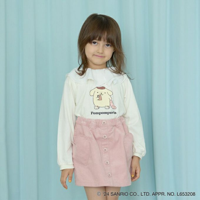 日本 Lycee mine - 聯名款 正反2way薄紗領長袖上衣-布丁狗-米黃