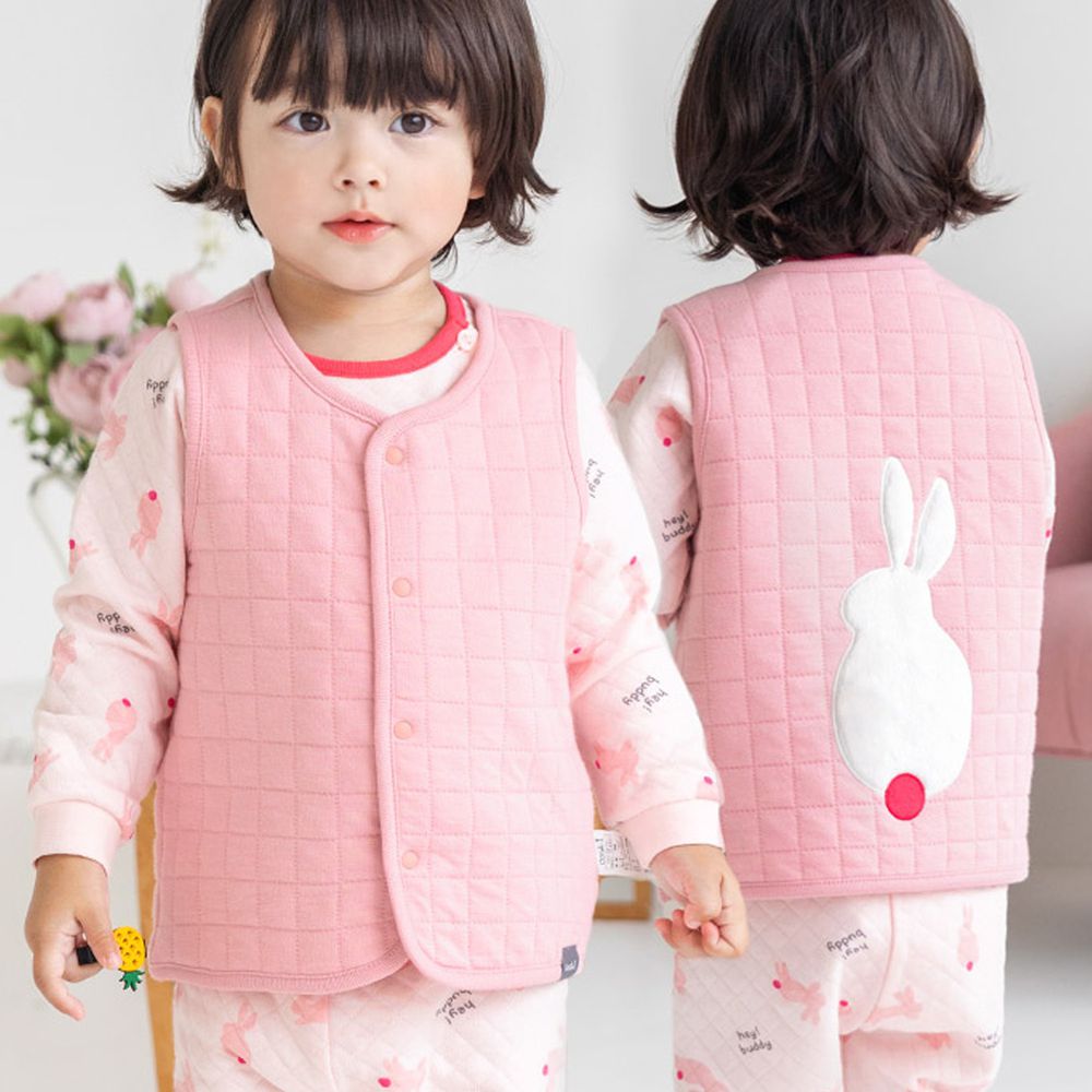 韓國 Cordi-i - 3層鋪棉保暖背心-粉嫩白兔