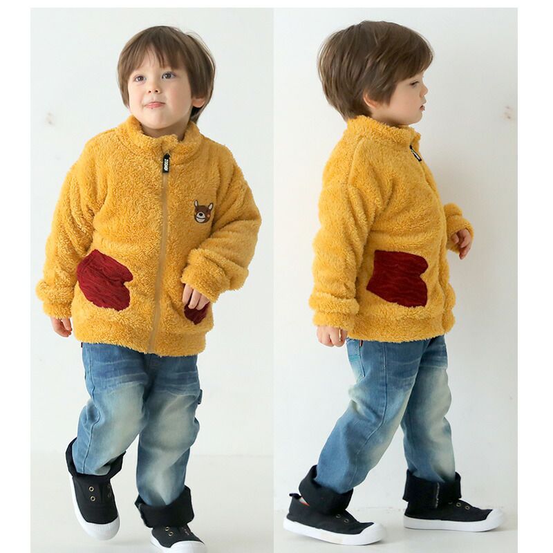 日本 ZOOLAND - 防寒刷毛保暖外套/夾克-熊熊-水藍