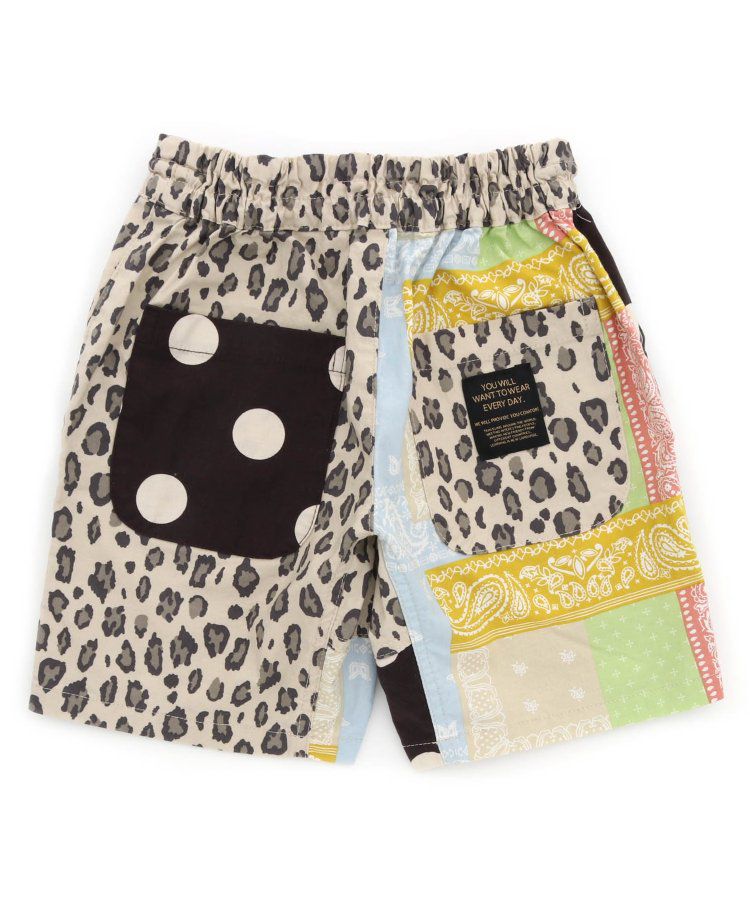 日本 BREEZE - 滿版印花腰束口休閒短褲-圓點-炭黑