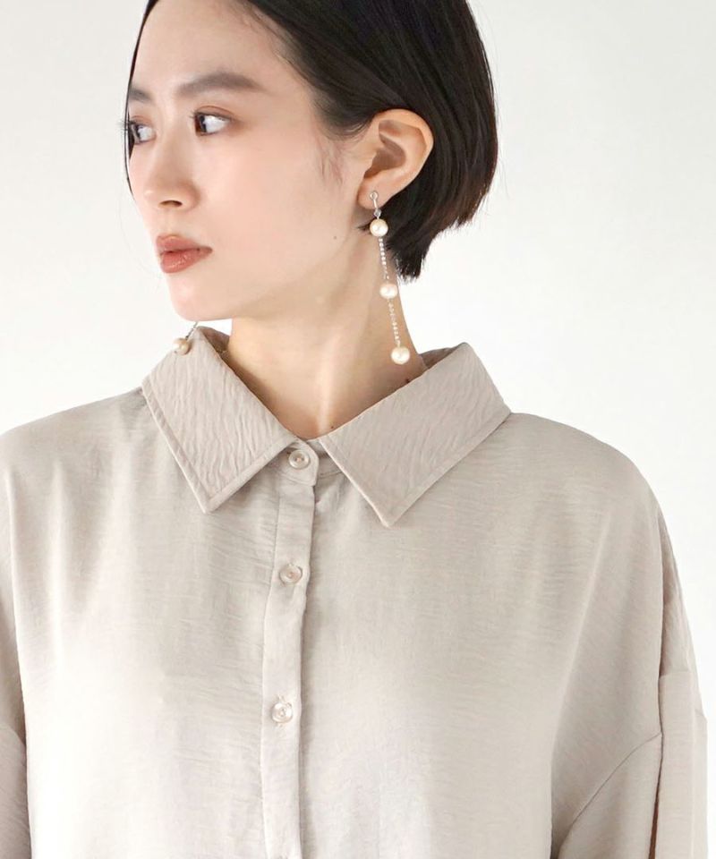 日本 zootie - 後背蕾絲拼接造型長袖襯衫-杏