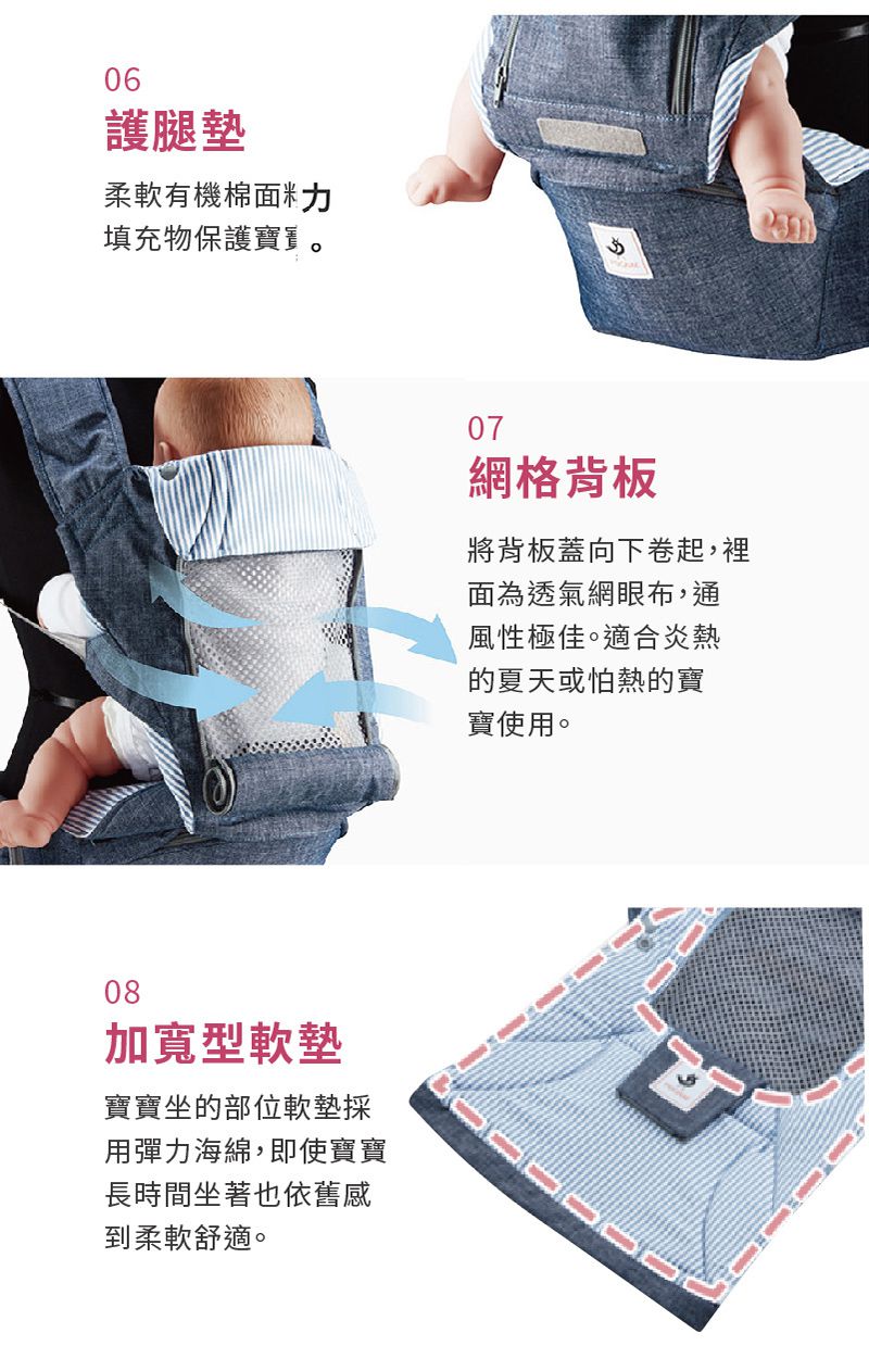 韓國 POGNAE - No5 Plus Light三合一輕量型機能揹帶-復刻牛仔灰