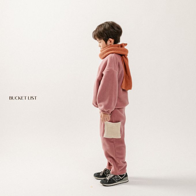 韓國 BUCKET LIST - (兩件式)簡單休閒搖粒絨套裝-玫瑰粉