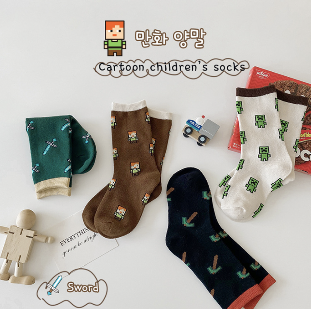 love, charlotte - 男孩卡通世界棉質中筒襪-4雙一組