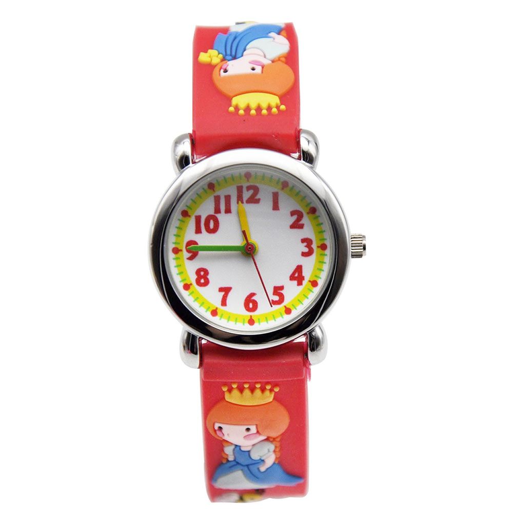 3D立體卡通兒童手錶-經典小圓錶-紅色公主