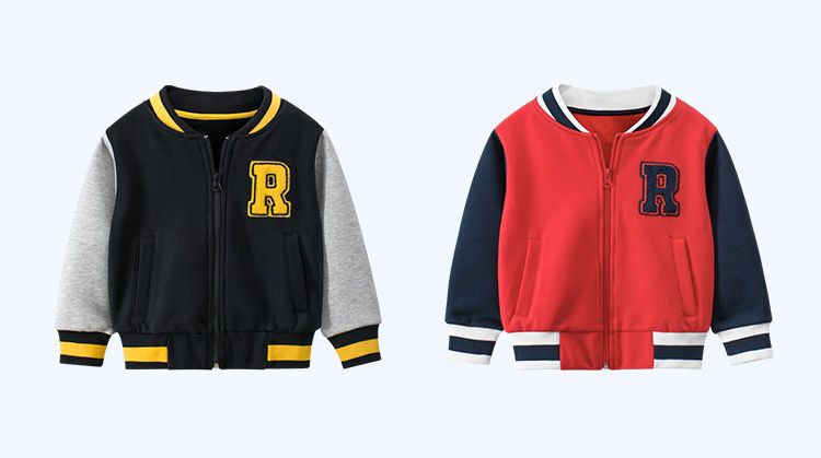 加絨棉混紡棒球外套-黑色