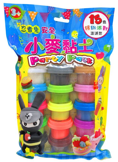 幼福文化 - 忍者兔安全小麥黏土-15色繽紛派對澎派包