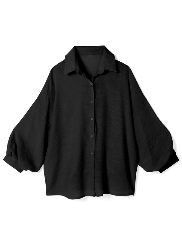 日本 GRL - 嫘縈舒適微透感泡泡長袖襯衫-淺杏 (F)