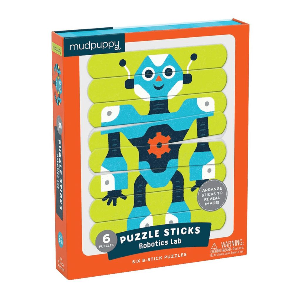 美國 mudpuppy - 排排拼圖棒-機器人實驗室-24片