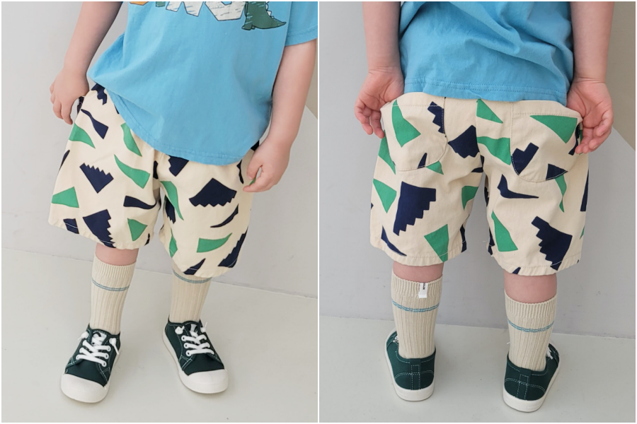 韓國 The Funny - 幾何圖形短褲-淺杏