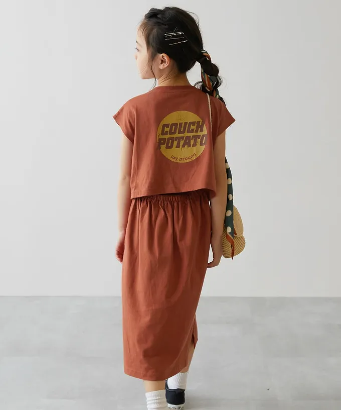 日本 devirock - 背後開口美式印花短袖洋裝-紫羅蘭