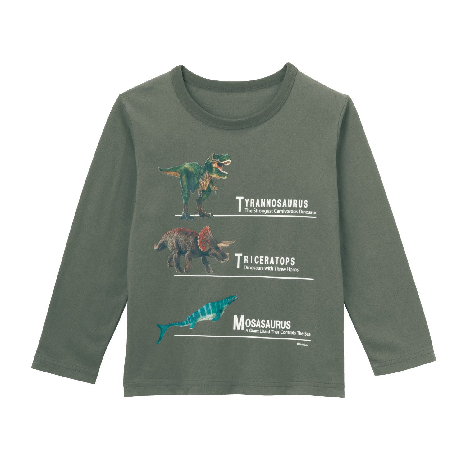 日本千趣會 - Schleich系列 純棉寫實恐龍印花長T-侏羅紀世界-杏