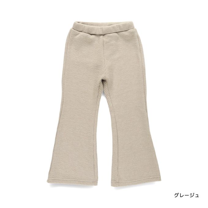 日本 BRANSHES - 保暖羅紋針織小喇叭褲-灰