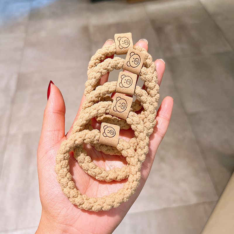 泰迪絨高彈力百搭髪圈(10入組)-熊熊-混色