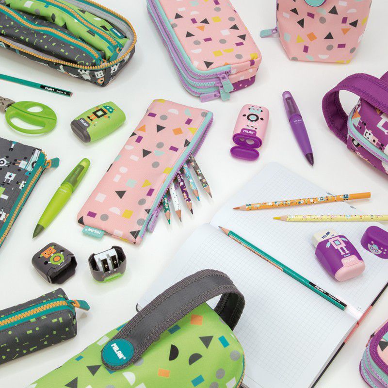 MILAN - COMPACT橡皮擦+削筆器_快樂機器人(粉)